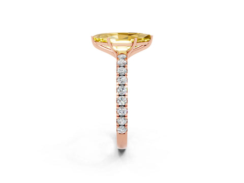 Rose gold Marquise Cut Yellow Sapphire Pavé Solitaire Engagement Ring with Four-Prong Setting_14