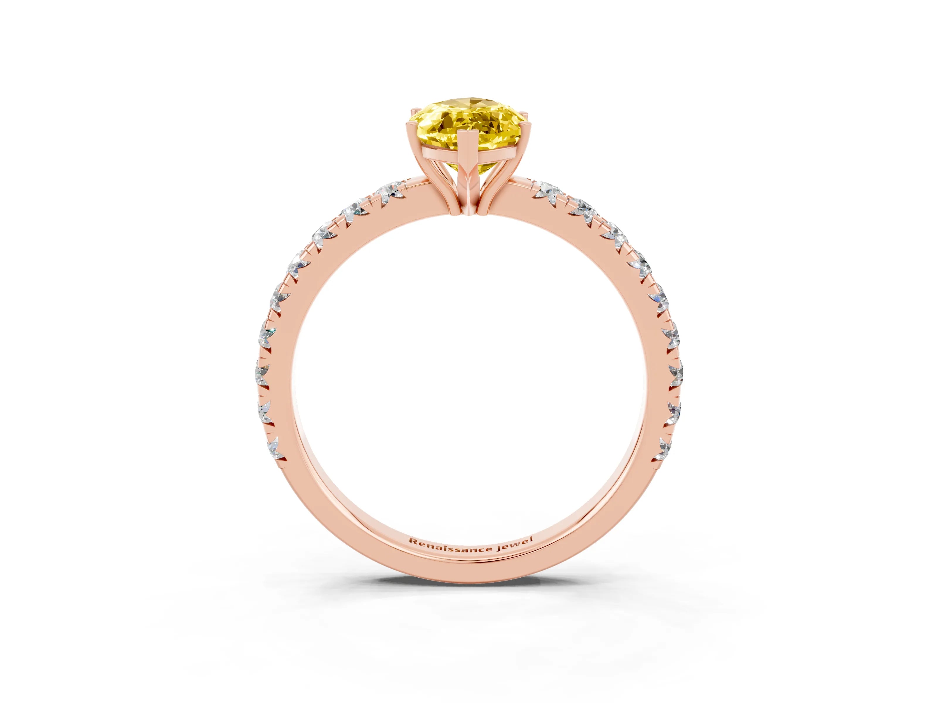 Rose gold Marquise Cut Yellow Sapphire Pavé Solitaire Engagement Ring with Four-Prong Setting_15