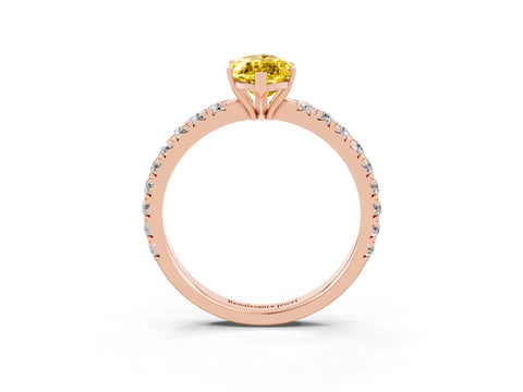 Rose gold Marquise Cut Yellow Sapphire Pavé Solitaire Engagement Ring with Four-Prong Setting_15