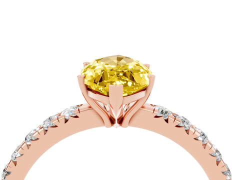 Rose gold Marquise Cut Yellow Sapphire Pavé Solitaire Engagement Ring with Four-Prong Setting_16