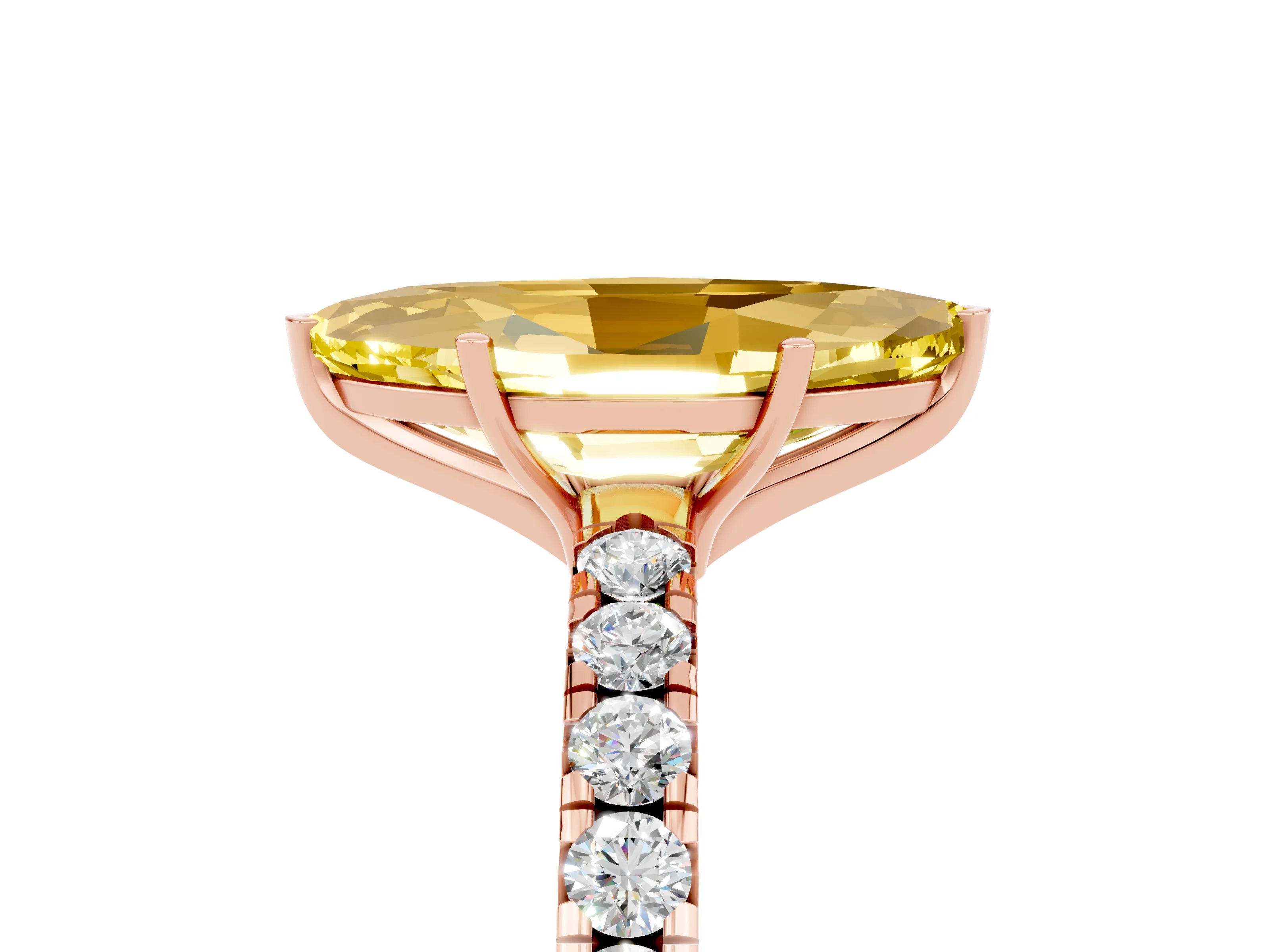 Rose gold Marquise Cut Yellow Sapphire Pavé Solitaire Engagement Ring with Four-Prong Setting_17