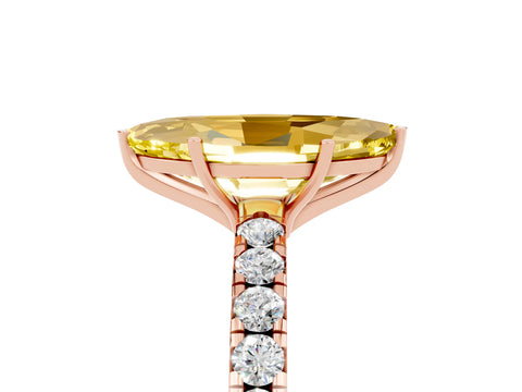 Rose gold Marquise Cut Yellow Sapphire Pavé Solitaire Engagement Ring with Four-Prong Setting_17