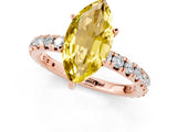 Rose gold Marquise Cut Yellow Sapphire Pavé Solitaire Ring with Round Band and Prong Setting_13