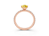 Rose gold Marquise Cut Yellow Sapphire Pavé Solitaire Ring with Round Band and Prong Setting_15