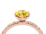 Rose gold Marquise Cut Yellow Sapphire Pavé Solitaire Ring with Round Band and Prong Setting_16