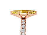 Rose gold Marquise Cut Yellow Sapphire Pavé Solitaire Ring with Round Band and Prong Setting_17
