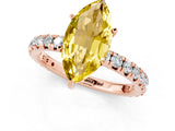 Rose gold Marquise Cut Yellow Sapphire Pavé Solitaire Ring with Round Band and Prong Setting_25