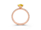 Rose gold Marquise Cut Yellow Sapphire Pavé Solitaire Ring with Round Band and Prong Setting_27