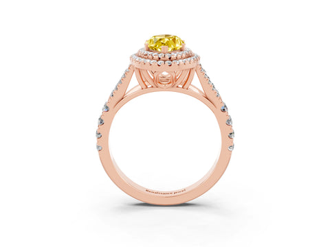 Rose gold Marquise Cut Yellow Sapphire Pavé Split Shank Double Halo Engagement Ring_3