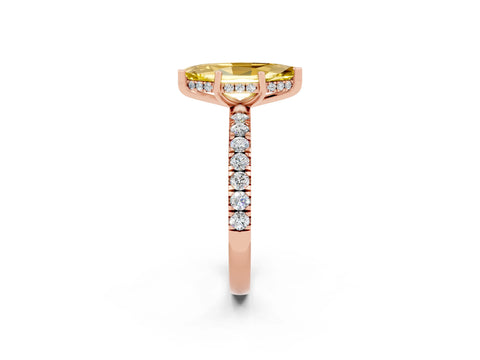 Rose gold Marquise Cut Yellow Sapphire Pave Band Solitaire Ring with Four-Prong Setting_14