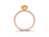 Rose gold Marquise Cut Yellow Sapphire Pave Band Solitaire Ring with Four-Prong Setting_15