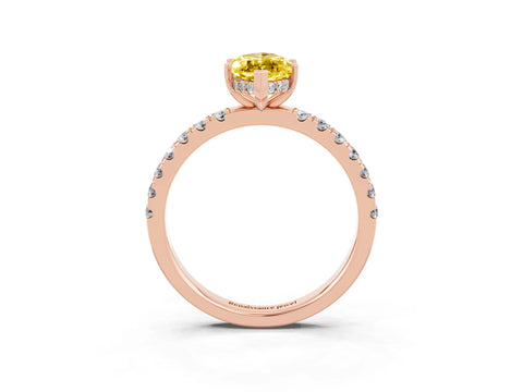 Rose gold Marquise Cut Yellow Sapphire Pave Band Solitaire Ring with Four-Prong Setting_15