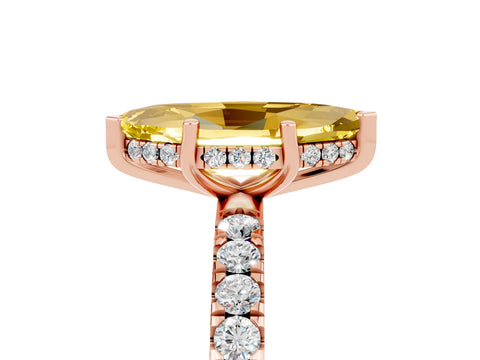 Rose gold Marquise Cut Yellow Sapphire Pave Band Solitaire Ring with Four-Prong Setting_17