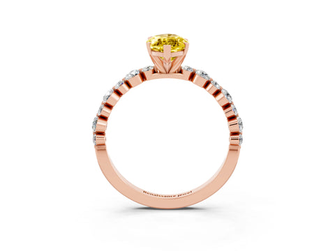 Rose gold Marquise Cut Yellow Sapphire Prong Set Engagement Ring with Pavé Band_15