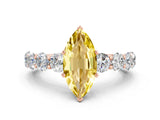 Rose gold Marquise Cut Yellow Sapphire Prong Setting with Side Stones on a Pave Band_24