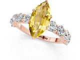 Rose gold Marquise Cut Yellow Sapphire Prong Setting with Side Stones on a Pave Band_25