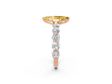 Rose gold Marquise Cut Yellow Sapphire Prong Setting with Side Stones on a Pave Band_26