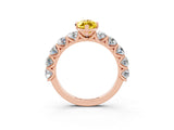 Rose gold Marquise Cut Yellow Sapphire Prong Setting with Side Stones on a Pave Band_27