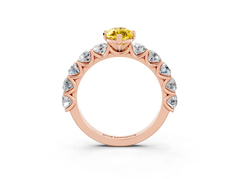 Rose gold Marquise Cut Yellow Sapphire Prong Setting with Side Stones on a Pave Band_27