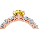 Rose gold Marquise Cut Yellow Sapphire Prong Setting with Side Stones on a Pave Band_28