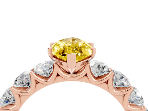 Rose gold Marquise Cut Yellow Sapphire Prong Setting with Side Stones on a Pave Band_28