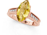Rose gold Marquise Cut Yellow Sapphire Ring with Milgrain Pavé Band and Four-Prong Setting_37