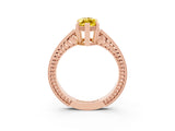 Rose gold Marquise Cut Yellow Sapphire Ring with Milgrain Pavé Band and Four-Prong Setting_39