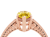 Rose gold Marquise Cut Yellow Sapphire Ring with Milgrain Pavé Band and Four-Prong Setting_40