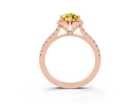Rose gold Marquise Cut Yellow Sapphire Ring with Pavé Band and Floral Prong Setting_3