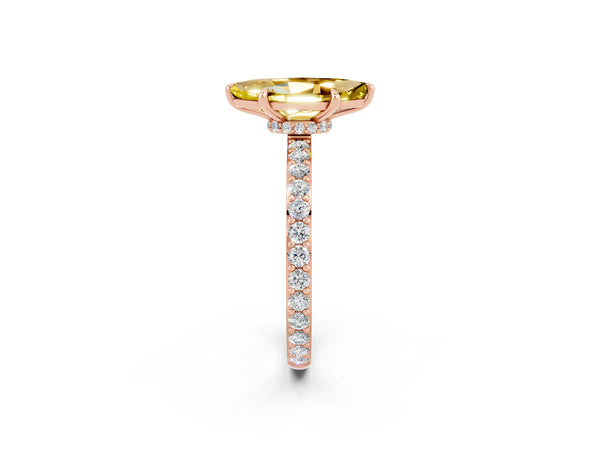 Rose gold Marquise Cut Yellow Sapphire Pavé Engagement Ring with Round  Accents and Prong Setting