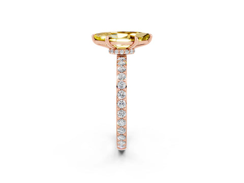 Rose gold Marquise Cut Yellow Sapphire Ring with Pavé Band and Four-Prong Setting_26