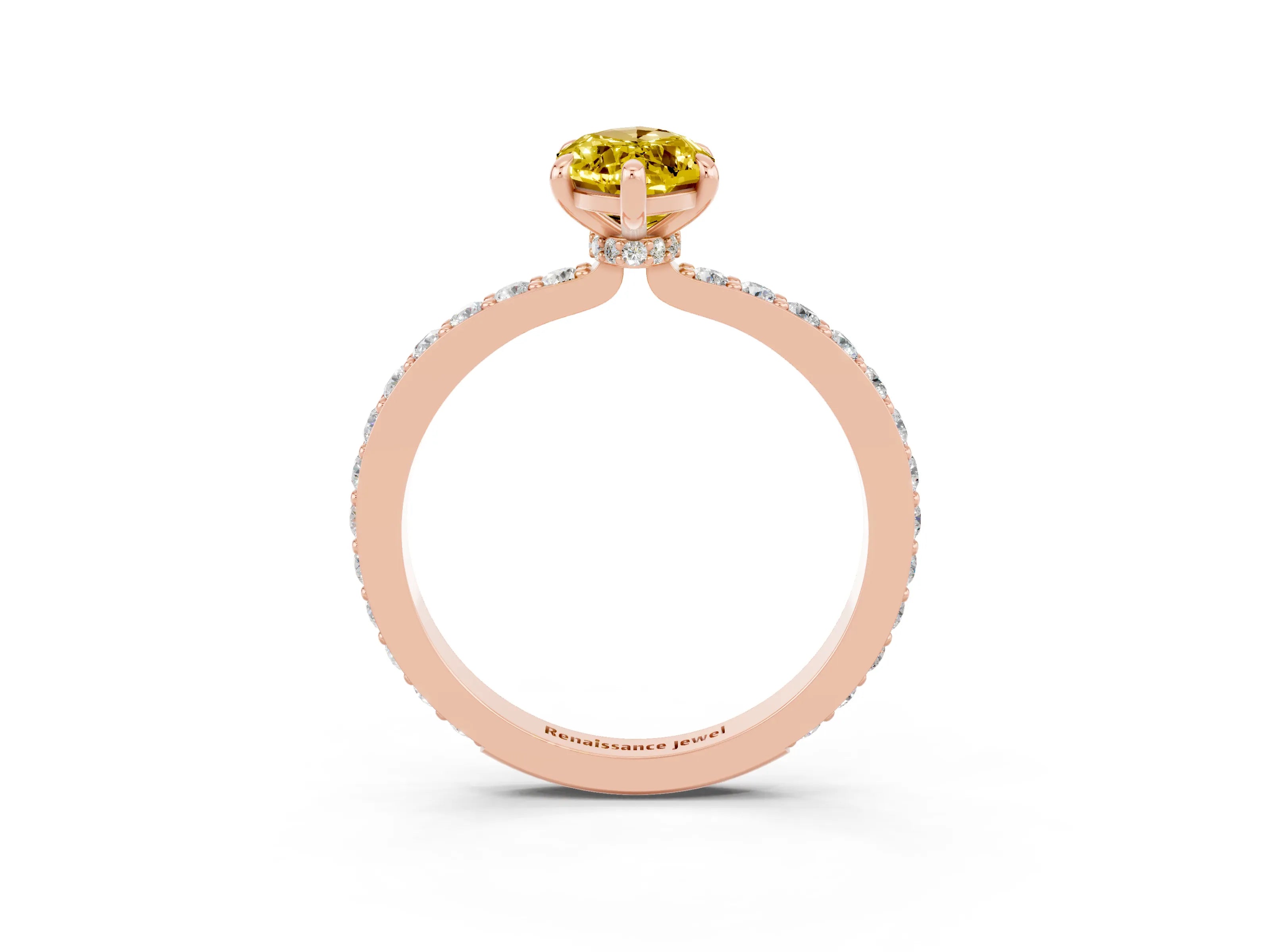Rose gold Marquise Cut Yellow Sapphire Ring with Pavé Band and Four-Prong Setting_27