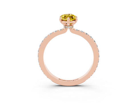 Rose gold Marquise Cut Yellow Sapphire Ring with Pavé Band and Four-Prong Setting_27