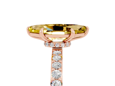 Rose gold Marquise Cut Yellow Sapphire Ring with Pavé Band and Four-Prong Setting_29