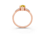 Rose gold Marquise Cut Yellow Sapphire Ring with Side Stones and Four-Prong Setting_63
