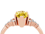 Rose gold Marquise Cut Yellow Sapphire Ring with Side Stones and Four-Prong Setting_64