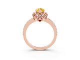 Rose gold Marquise Cut Yellow Sapphire Scalloped Halo Engagement Ring with Round Shared Prong Band_15