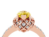 Rose gold Marquise Cut Yellow Sapphire Scalloped Halo Engagement Ring with Round Shared Prong Band_16