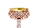 Rose gold Marquise Cut Yellow Sapphire Scalloped Halo Engagement Ring with Round Shared Prong Band_17