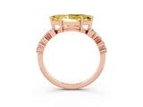 Rose gold Marquise Cut Yellow Sapphire Scattered Round Accent Ring with Prong Setting_15
