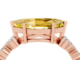 Rose gold Marquise Cut Yellow Sapphire Scattered Round Accent Ring with Prong Setting_16