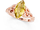 Rose gold Marquise Cut Yellow Sapphire Solitaire Celtic Knot Ring with Four-Prong Setting_25
