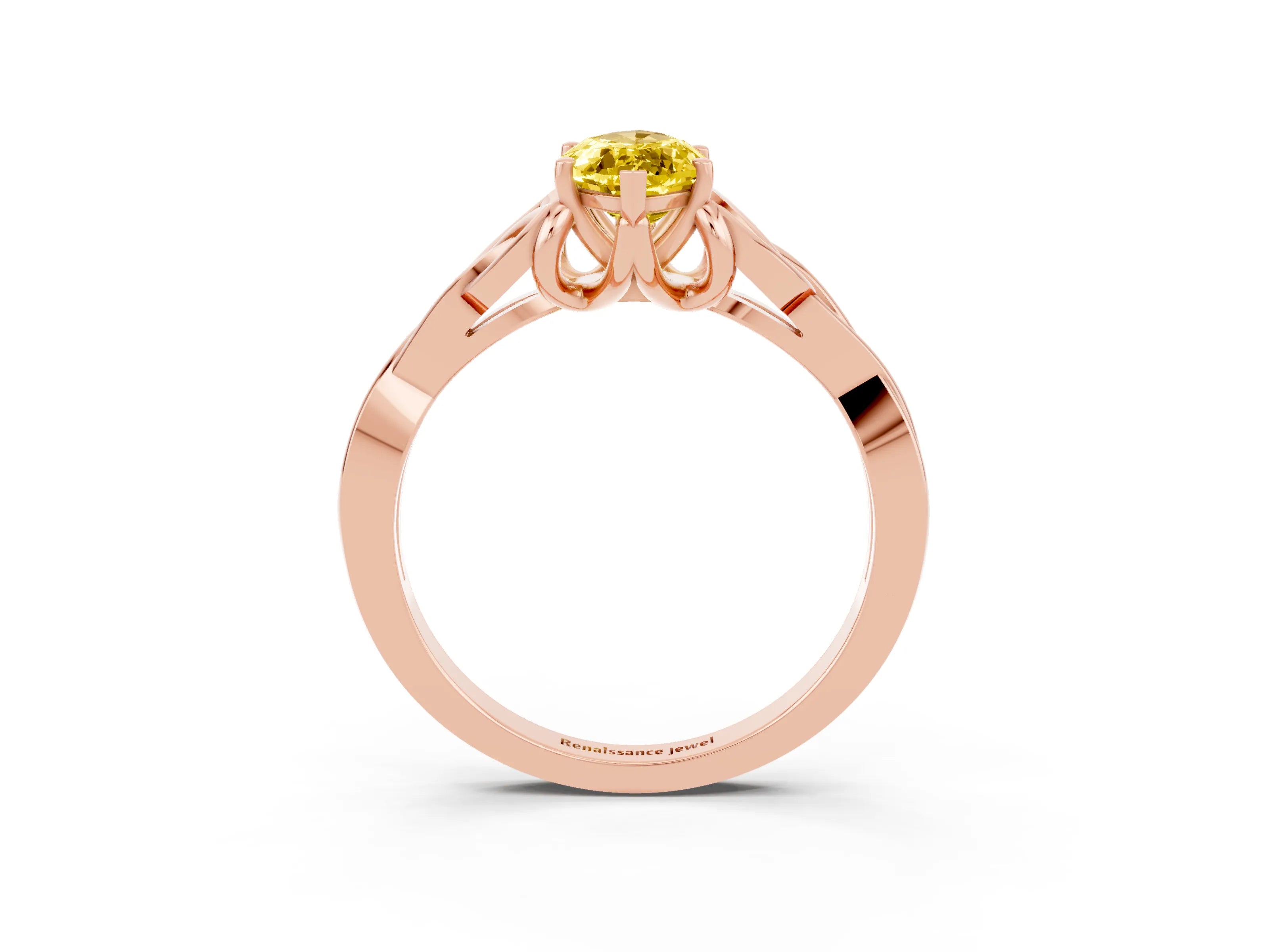 Rose gold Marquise Cut Yellow Sapphire Solitaire Celtic Knot Ring with Four-Prong Setting_27