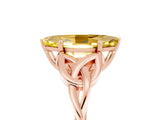 Rose gold Marquise Cut Yellow Sapphire Solitaire Celtic Knot Ring with Four-Prong Setting_29