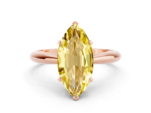 Rose gold Marquise Cut Yellow Sapphire Solitaire Engagement Ring with Cathedral Setting and Four-Prong Mount_12