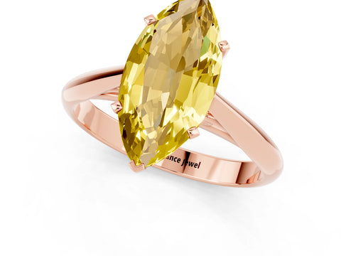 Rose gold Marquise Cut Yellow Sapphire Solitaire Engagement Ring with Cathedral Setting and Four-Prong Mount_13