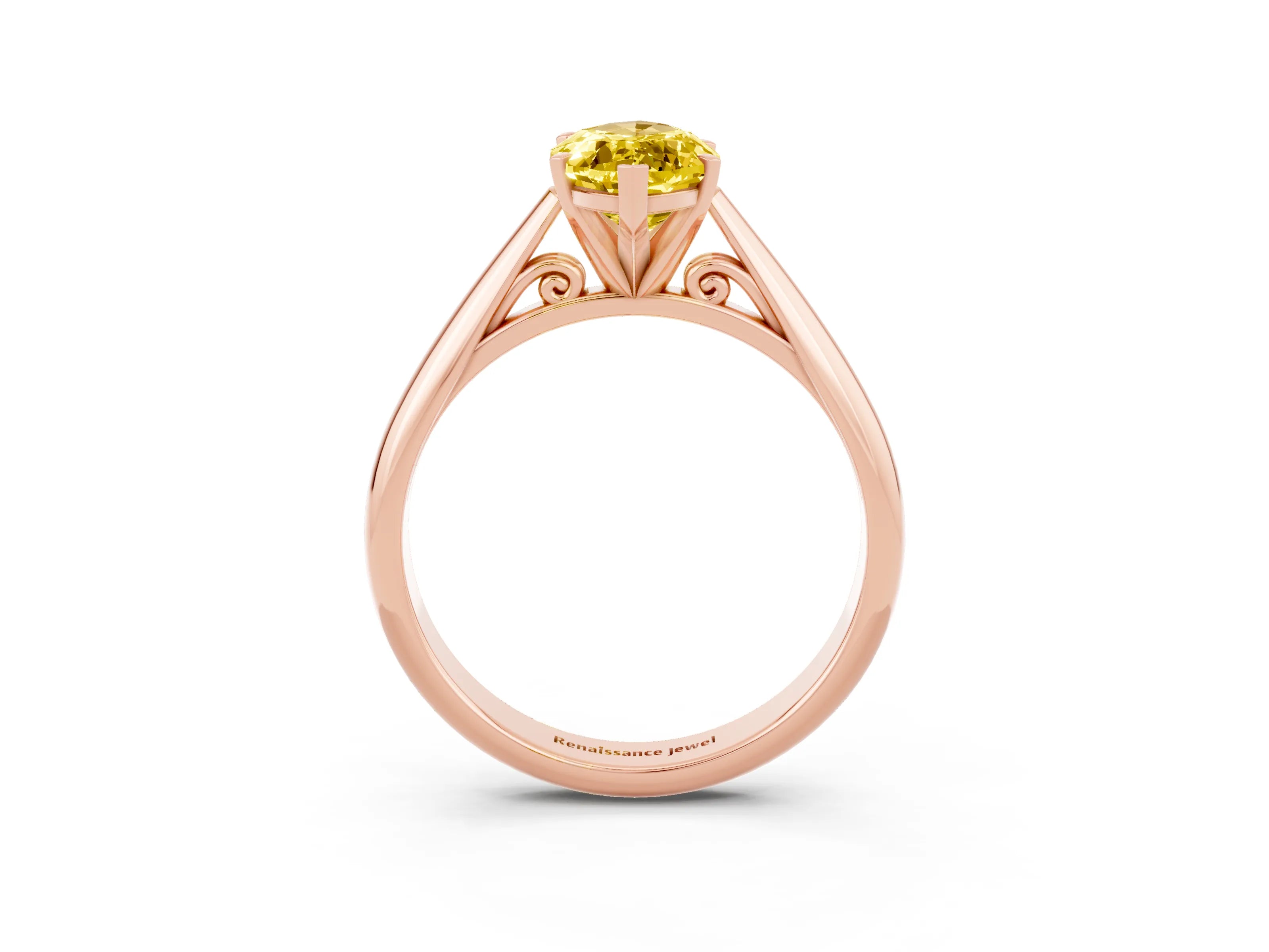 Rose gold Marquise Cut Yellow Sapphire Solitaire Engagement Ring with Cathedral Setting and Four-Prong Mount_15