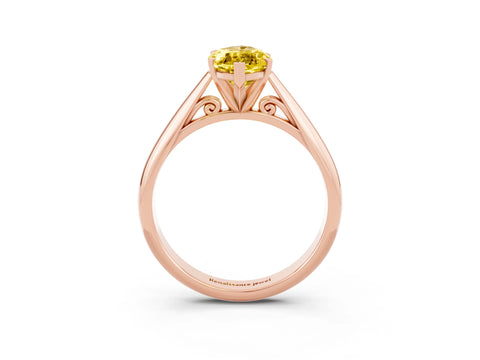 Rose gold Marquise Cut Yellow Sapphire Solitaire Engagement Ring with Cathedral Setting and Four-Prong Mount_15