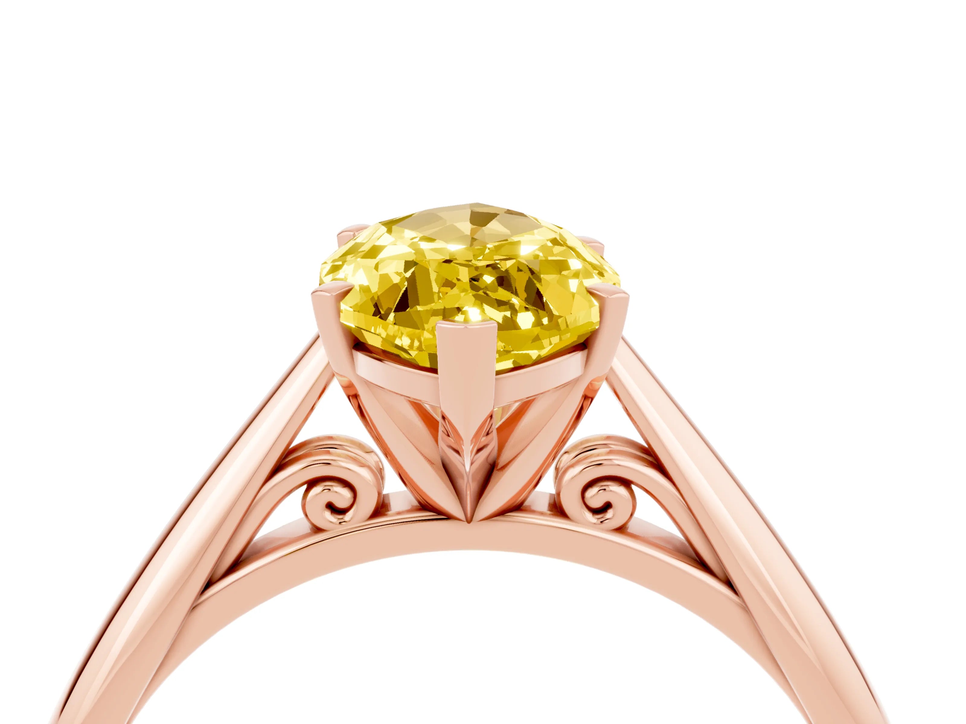 Rose gold Marquise Cut Yellow Sapphire Solitaire Engagement Ring with Cathedral Setting and Four-Prong Mount_16