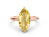 Rose gold Marquise Cut Yellow Sapphire Solitaire Engagement Ring with Cathedral Setting and Four-Prong Mount_30